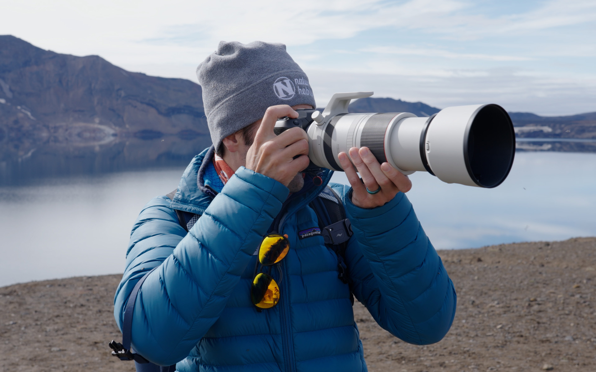 Nat Hab Expedition Leader Court Whelan photographing the nature of Iceland
